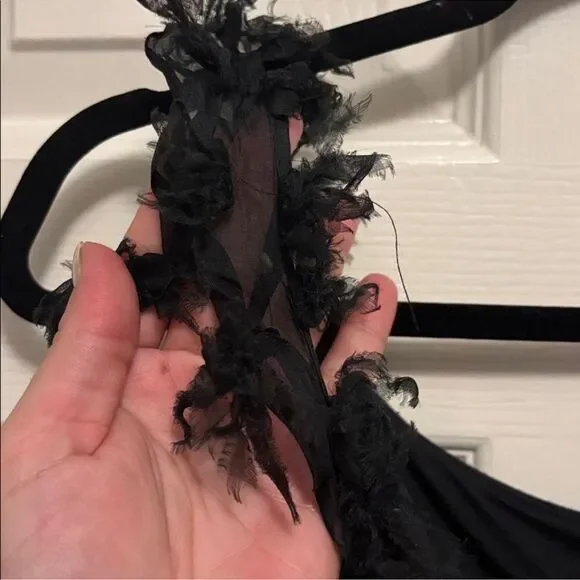 BCBG MAXAZRIA•Chiffon trim black tank top medium - Picture 4 of 7